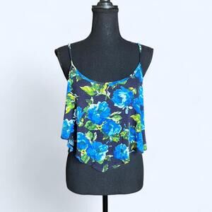 Vintage Y2K from Joyce Leslie Blue floral print Timing top Size Small